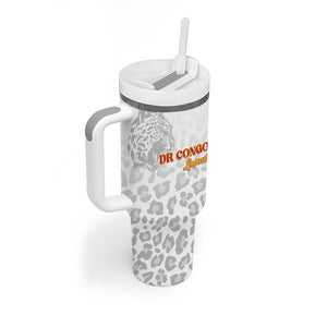 Afro DR Congo Football Custom Tumbler With Handle Viva Les Leopards - White - African Pride