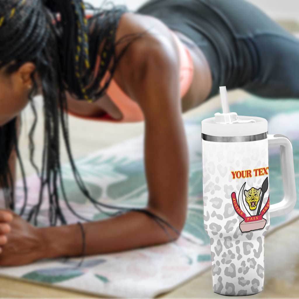 Afro DR Congo Football Custom Tumbler With Handle Viva Les Leopards - White - African Pride