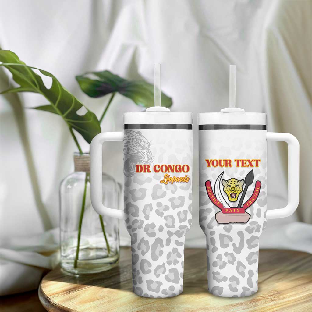 Afro DR Congo Football Custom Tumbler With Handle Viva Les Leopards - White - African Pride