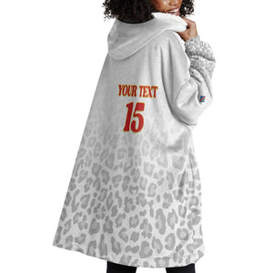 Afro DR Congo Football Custom Wearable Blanket Hoodie Viva Les Leopards - White - African Pride