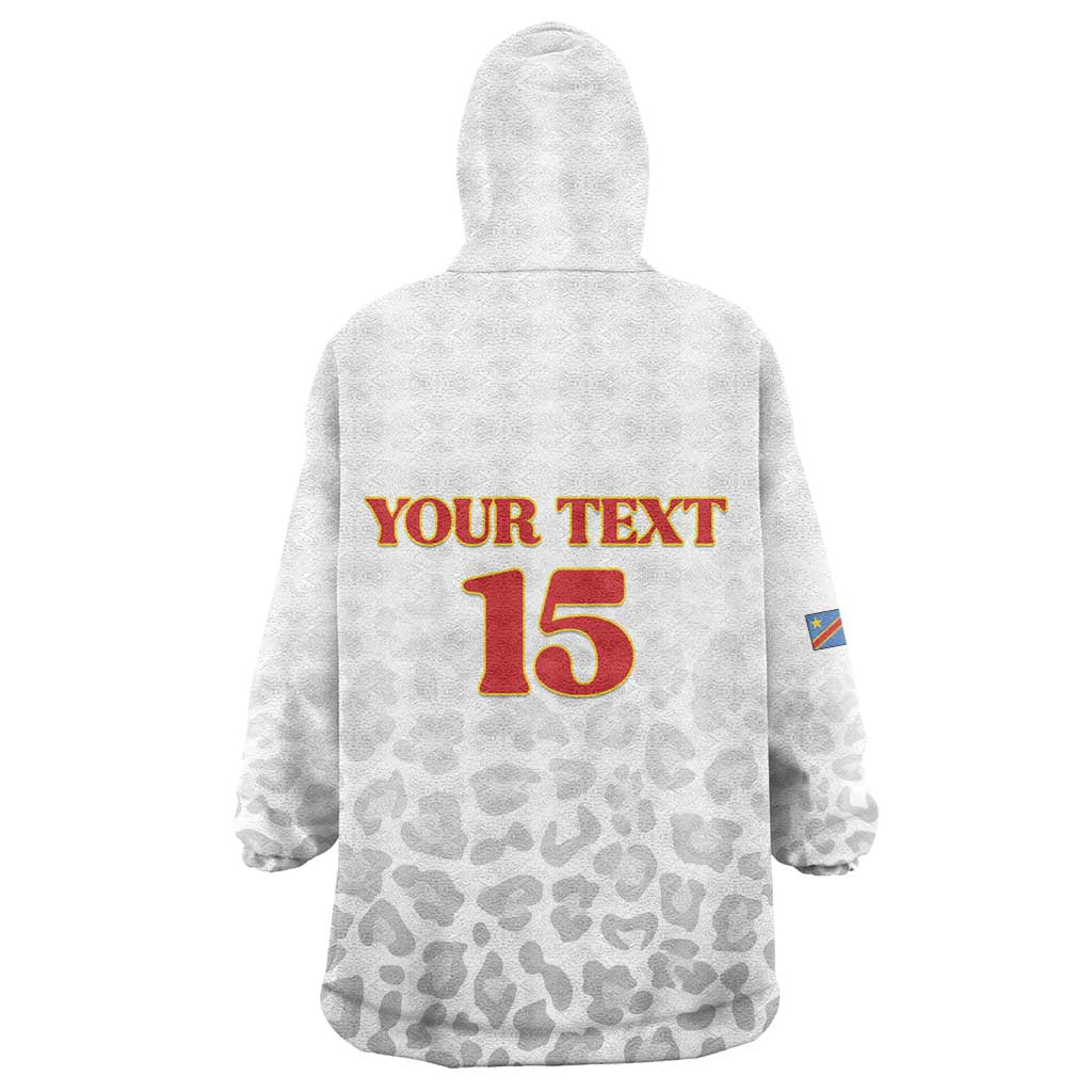 Afro DR Congo Football Custom Wearable Blanket Hoodie Viva Les Leopards - White - African Pride