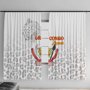 Afro DR Congo Football Window Curtain Viva Les Leopards - White - African Pride