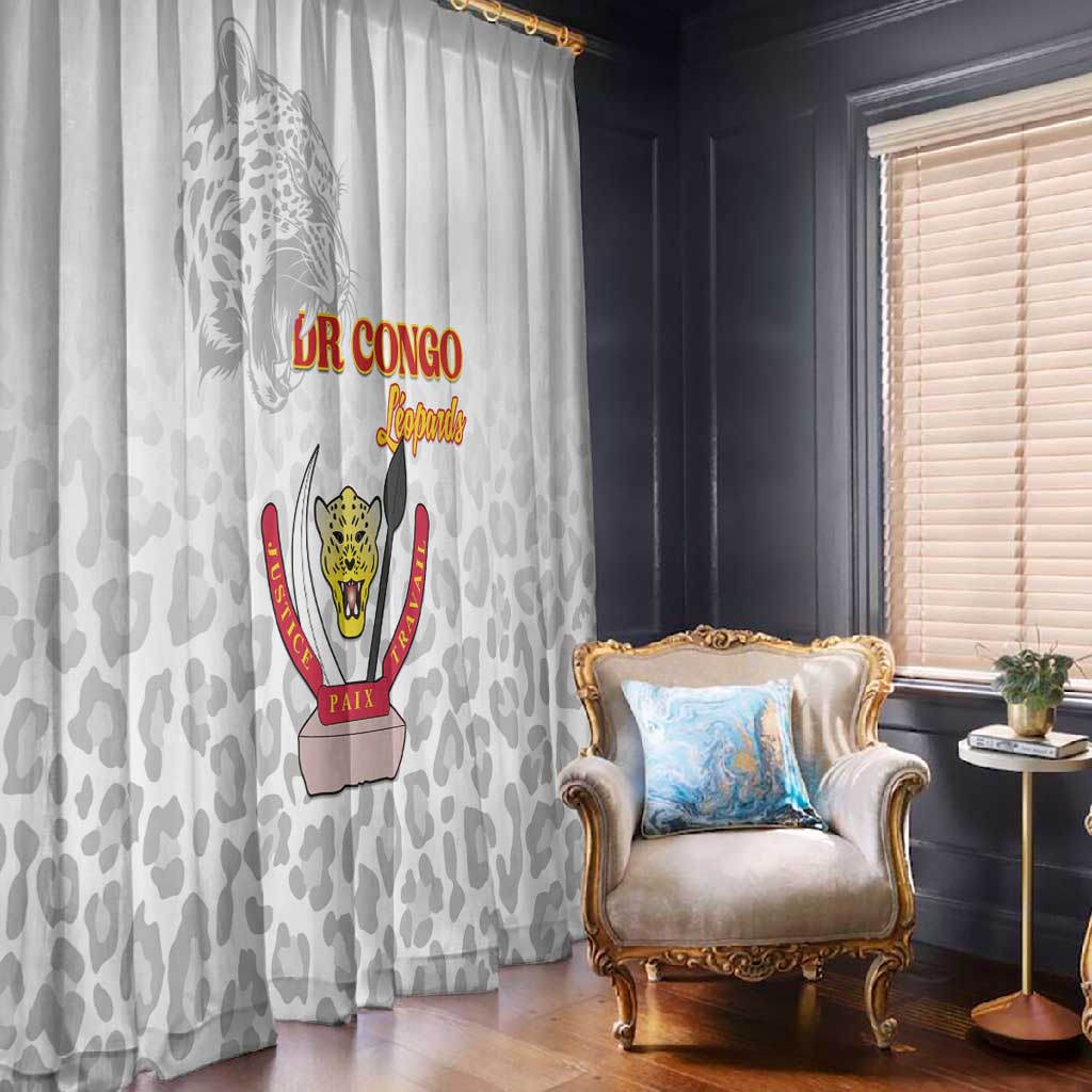 Afro DR Congo Football Window Curtain Viva Les Leopards - White - African Pride