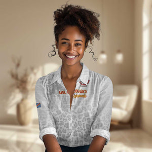 Afro DR Congo Football Custom Women Casual Shirt Viva Les Leopards - White - African Pride