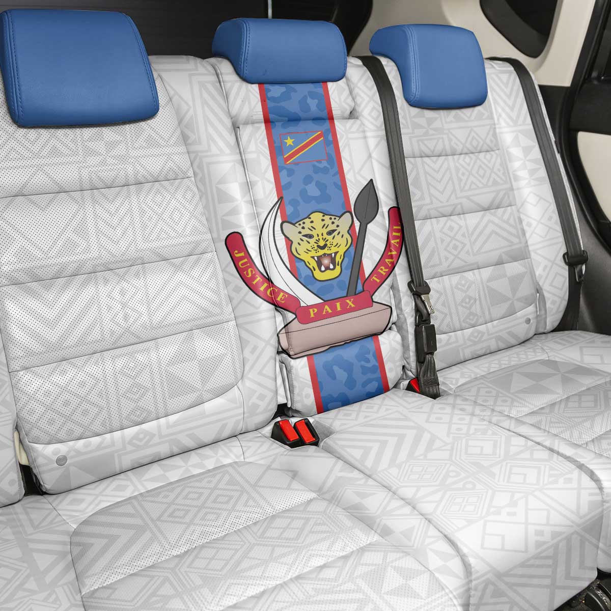Afro DR Congo Football Back Car Seat Cover Leopards Never Give Up - African Pride