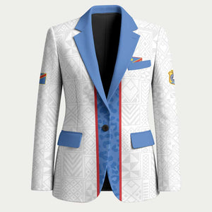 Custom DR Congo Football Blazer Leopards Mix Kuba Raffia Pattern