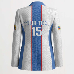 Custom DR Congo Football Blazer Leopards Mix Kuba Raffia Pattern