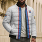 Custom DR Congo Football Bomber Puffer Jacket Leopards Mix Kuba Raffia Pattern