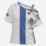 Custom DR Congo Football Cross Shoulder Shirt Leopards Mix Kuba Raffia Pattern