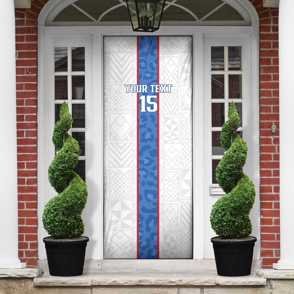 Custom DR Congo Football Door Cover Leopards Mix Kuba Raffia Pattern