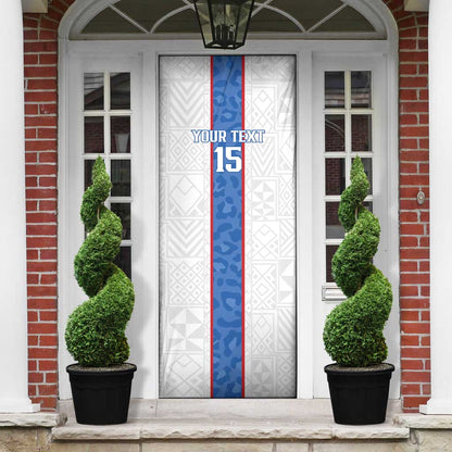 Custom DR Congo Football Door Cover Leopards Mix Kuba Raffia Pattern