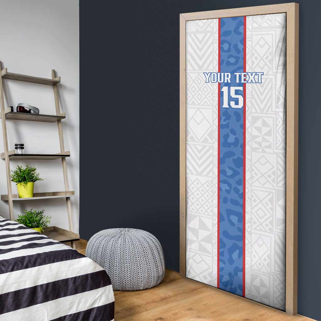 Custom DR Congo Football Door Cover Leopards Mix Kuba Raffia Pattern