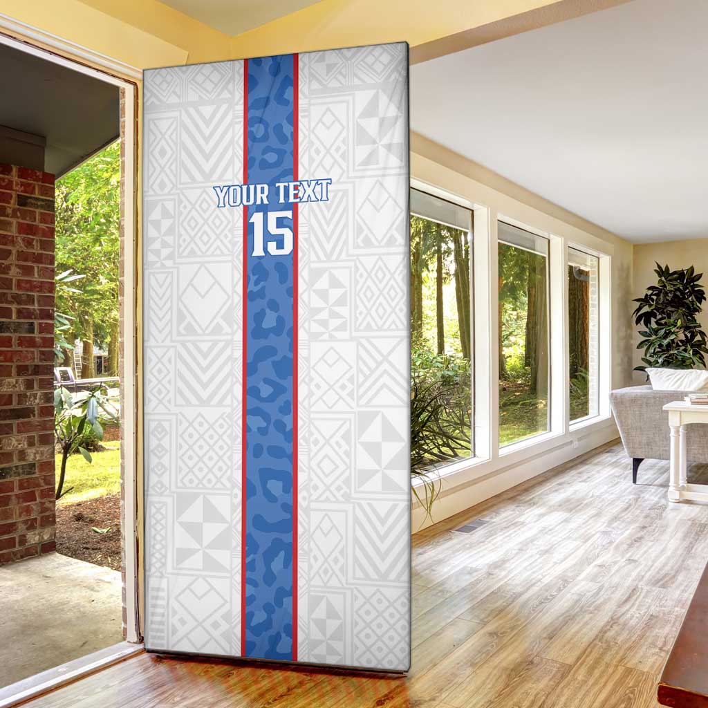 Custom DR Congo Football Door Cover Leopards Mix Kuba Raffia Pattern