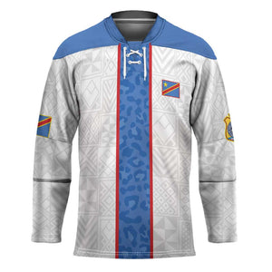 Custom DR Congo Football Hockey Jersey Leopards Mix Kuba Raffia Pattern