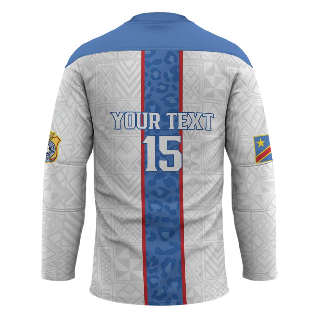 Custom DR Congo Football Hockey Jersey Leopards Mix Kuba Raffia Pattern