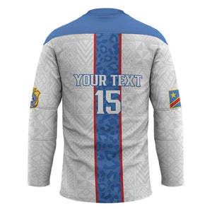 Custom DR Congo Football Hockey Jersey Leopards Mix Kuba Raffia Pattern