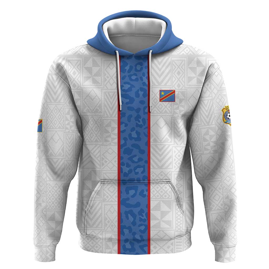 Afro DR Congo Football Custom Hoodie Leopards Never Give Up - African Pride