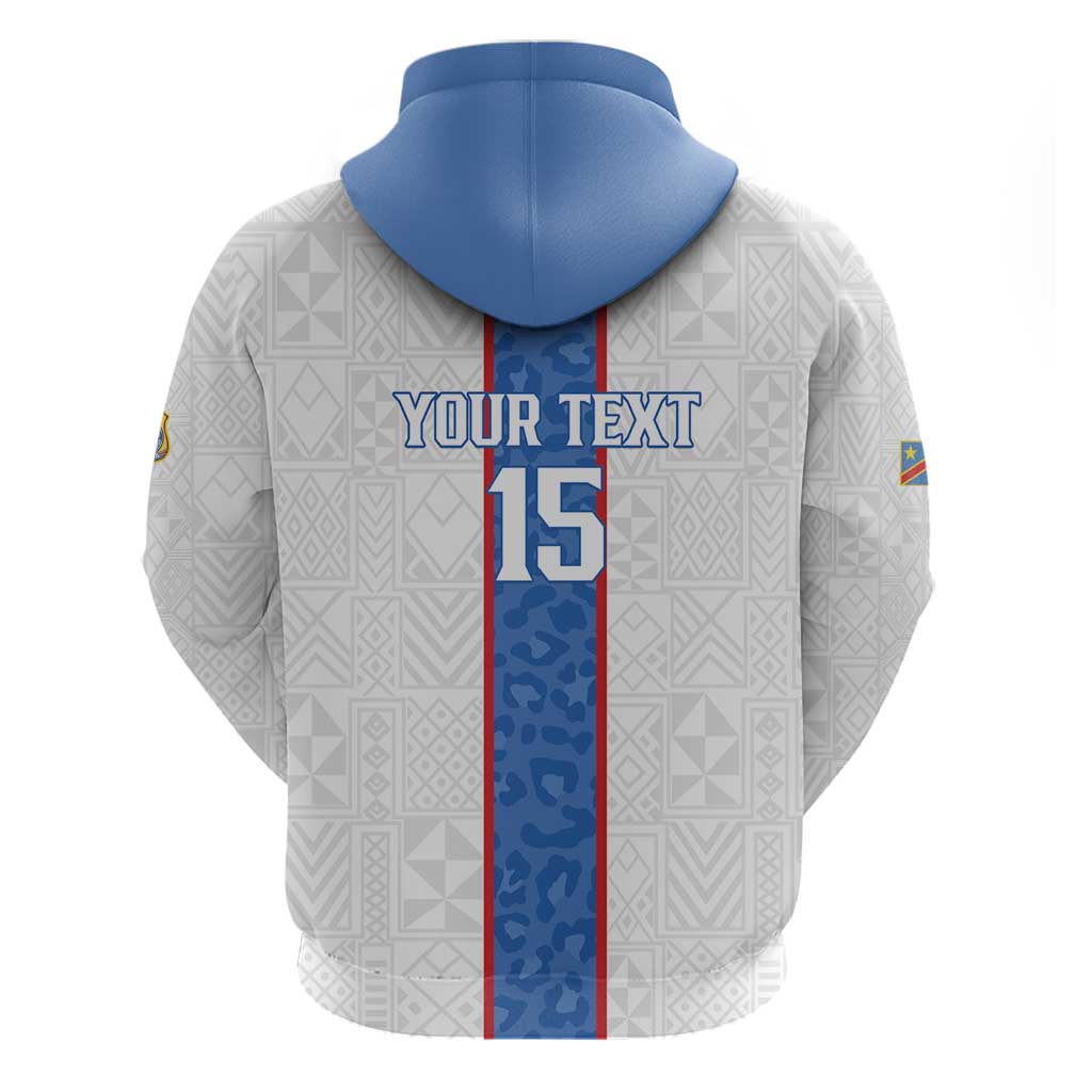 Afro DR Congo Football Custom Hoodie Leopards Never Give Up - African Pride
