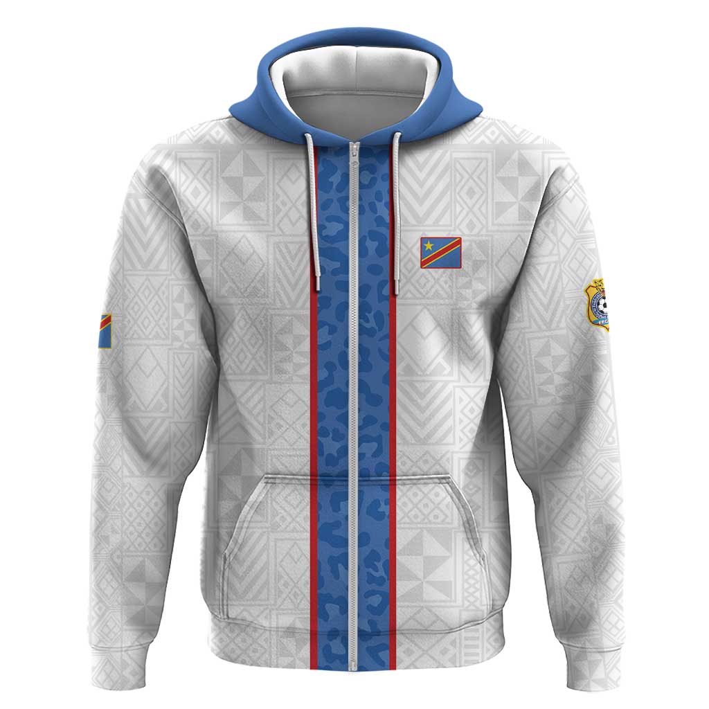 Afro DR Congo Football Custom Hoodie Leopards Never Give Up - African Pride