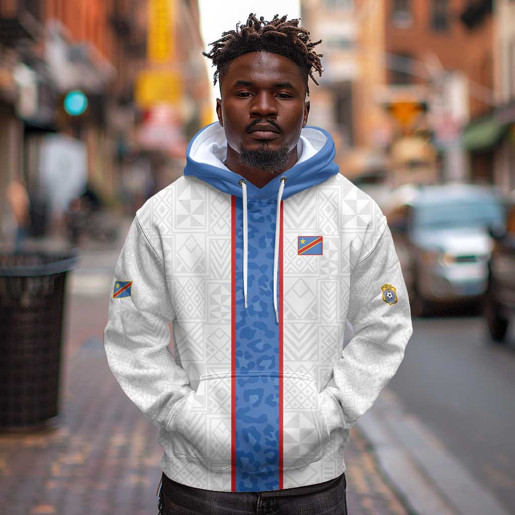 Afro DR Congo Football Custom Hoodie Leopards Never Give Up - African Pride
