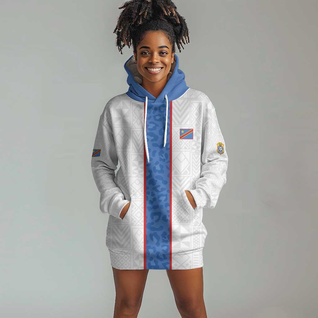 Afro DR Congo Football Custom Hoodie Dress Leopards Never Give Up - African Pride