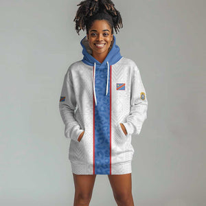 Afro DR Congo Football Custom Hoodie Dress Leopards Never Give Up - African Pride