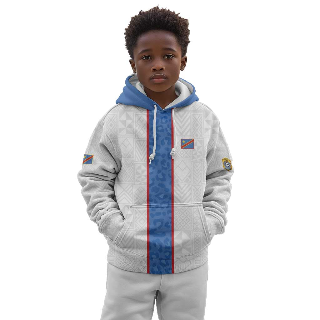 Afro DR Congo Football Custom Kid Hoodie Leopards Never Give Up - African Pride