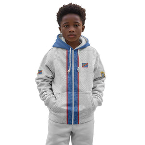 Afro DR Congo Football Custom Kid Hoodie Leopards Never Give Up - African Pride