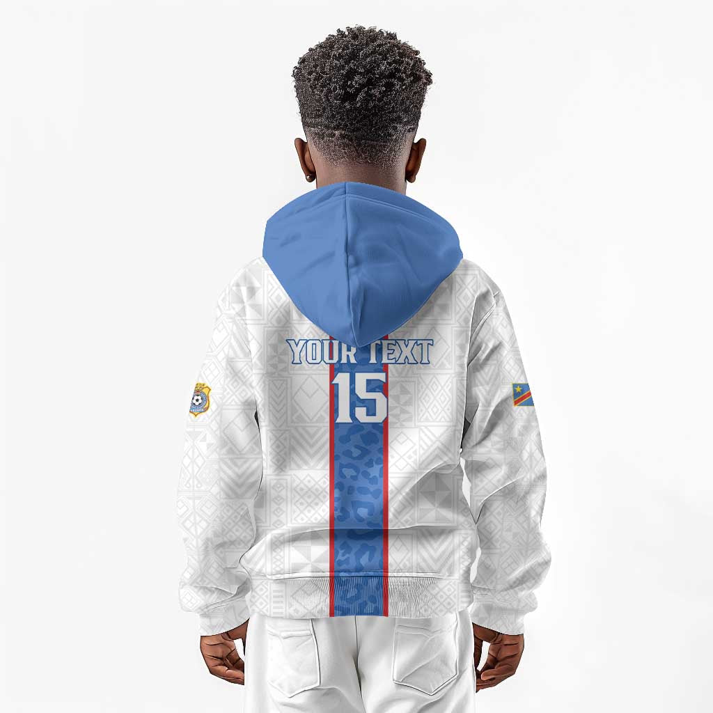 Afro DR Congo Football Custom Kid Hoodie Leopards Never Give Up - African Pride