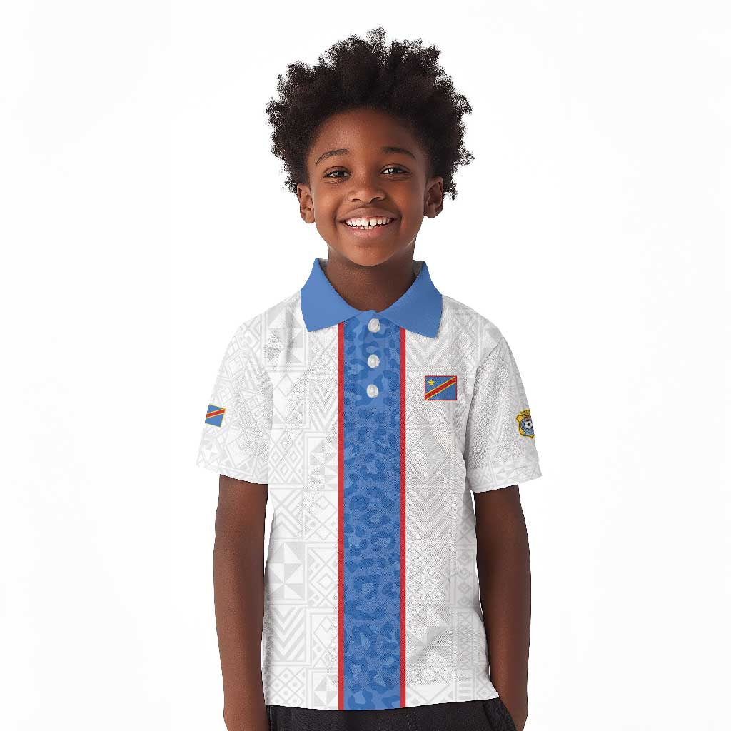 Afro DR Congo Football Custom Kid Polo Shirt Leopards Never Give Up - African Pride