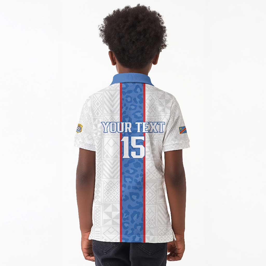 Afro DR Congo Football Custom Kid Polo Shirt Leopards Never Give Up - African Pride