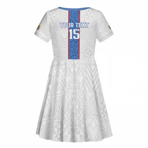 Afro DR Congo Football Custom Kid Short Sleeve Dress Leopards Never Give Up - African Pride