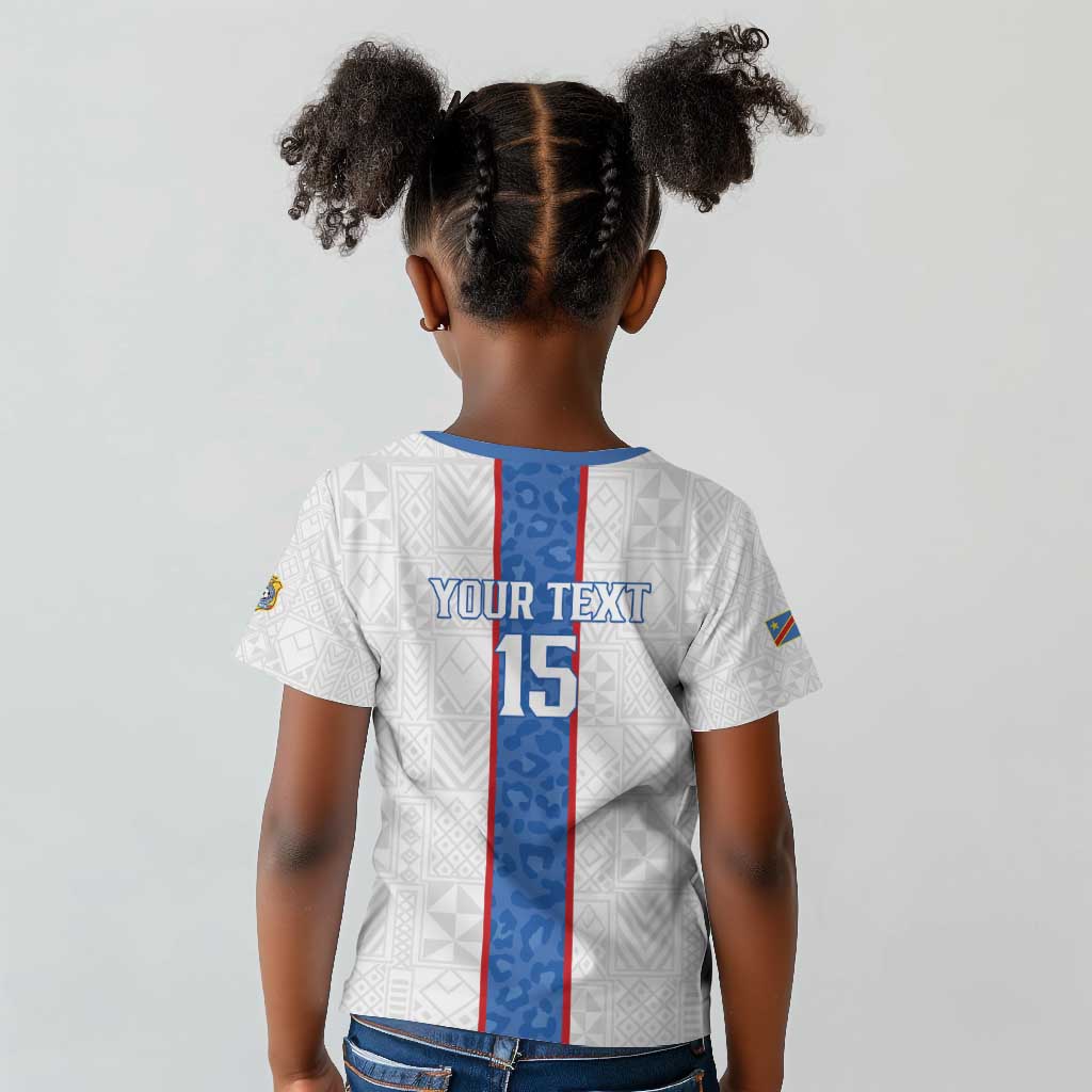 Afro DR Congo Football Custom Kid T shirt Leopards Never Give Up - African Pride