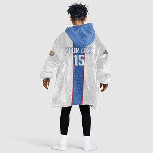 Afro DR Congo Football Custom Kid Wearable Blanket Hoodie Leopards Never Give Up - African Pride