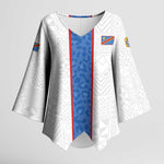 Custom DR Congo Football Kimono Sleeve Blouse Leopards Mix Kuba Raffia Pattern