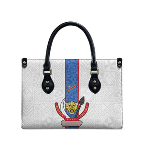 DR Congo Football Leather Bag Leopards Mix Kuba Raffia Pattern