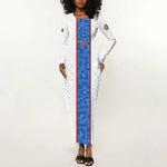 Afro DR Congo Football Custom Long Sleeve Bodycon Dress Leopards Never Give Up - African Pride