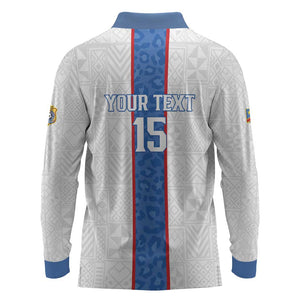 Afro DR Congo Football Custom Long Sleeve Polo Shirt Leopards Never Give Up - African Pride