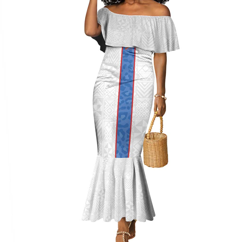 Afro DR Congo Football Custom Mermaid Dress Leopards Never Give Up - African Pride