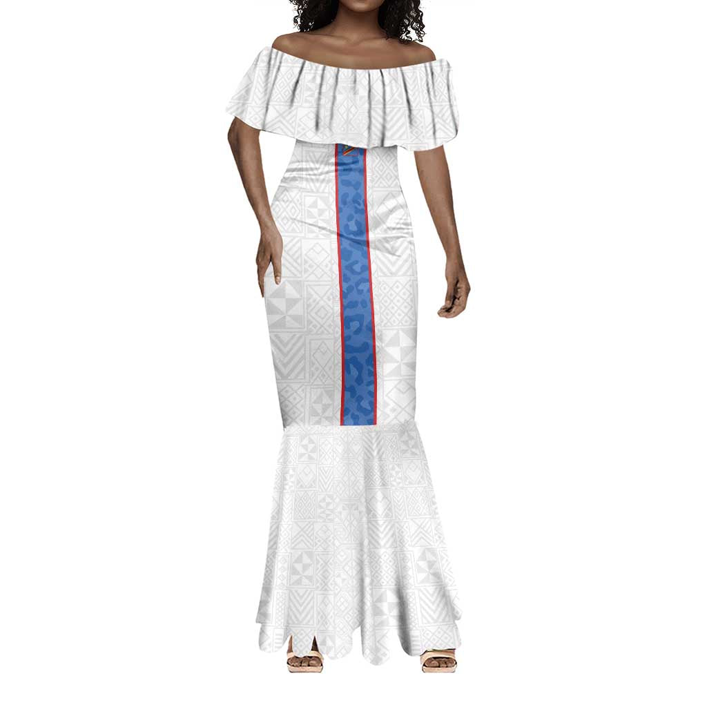 Afro DR Congo Football Custom Mermaid Dress Leopards Never Give Up - African Pride