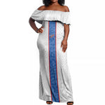 Afro DR Congo Football Custom Off Shoulder Maxi Dress Leopards Never Give Up - African Pride