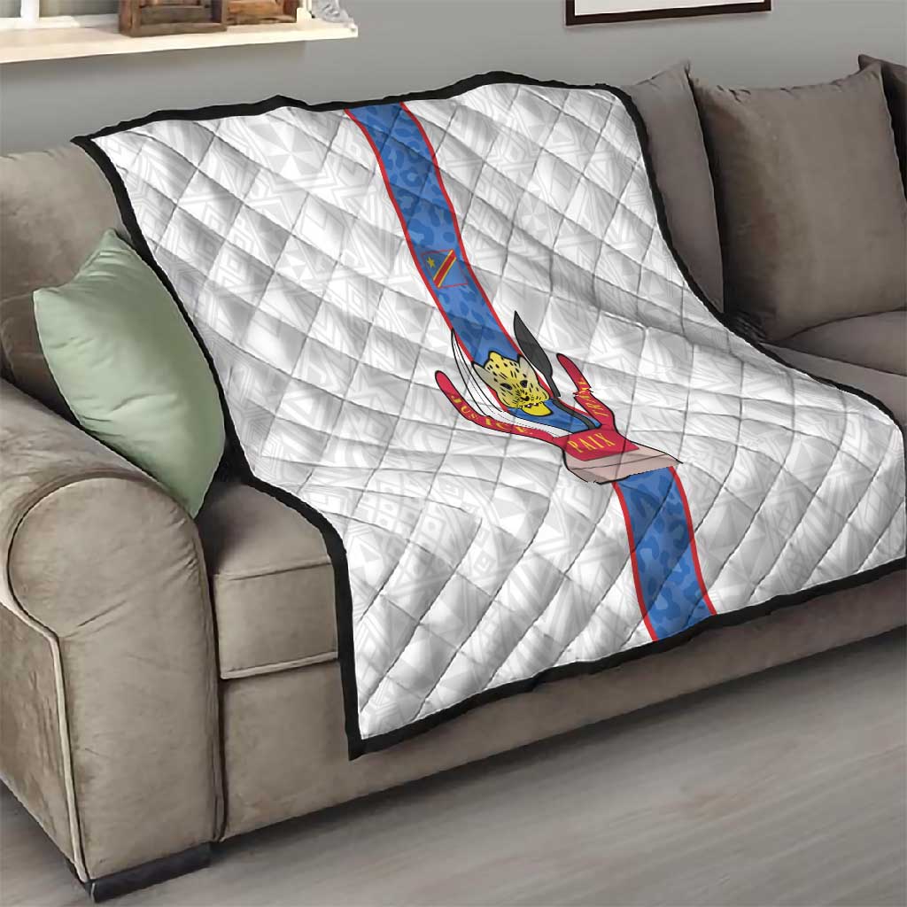 Afro DR Congo Football Quilt Leopards Never Give Up - African Pride