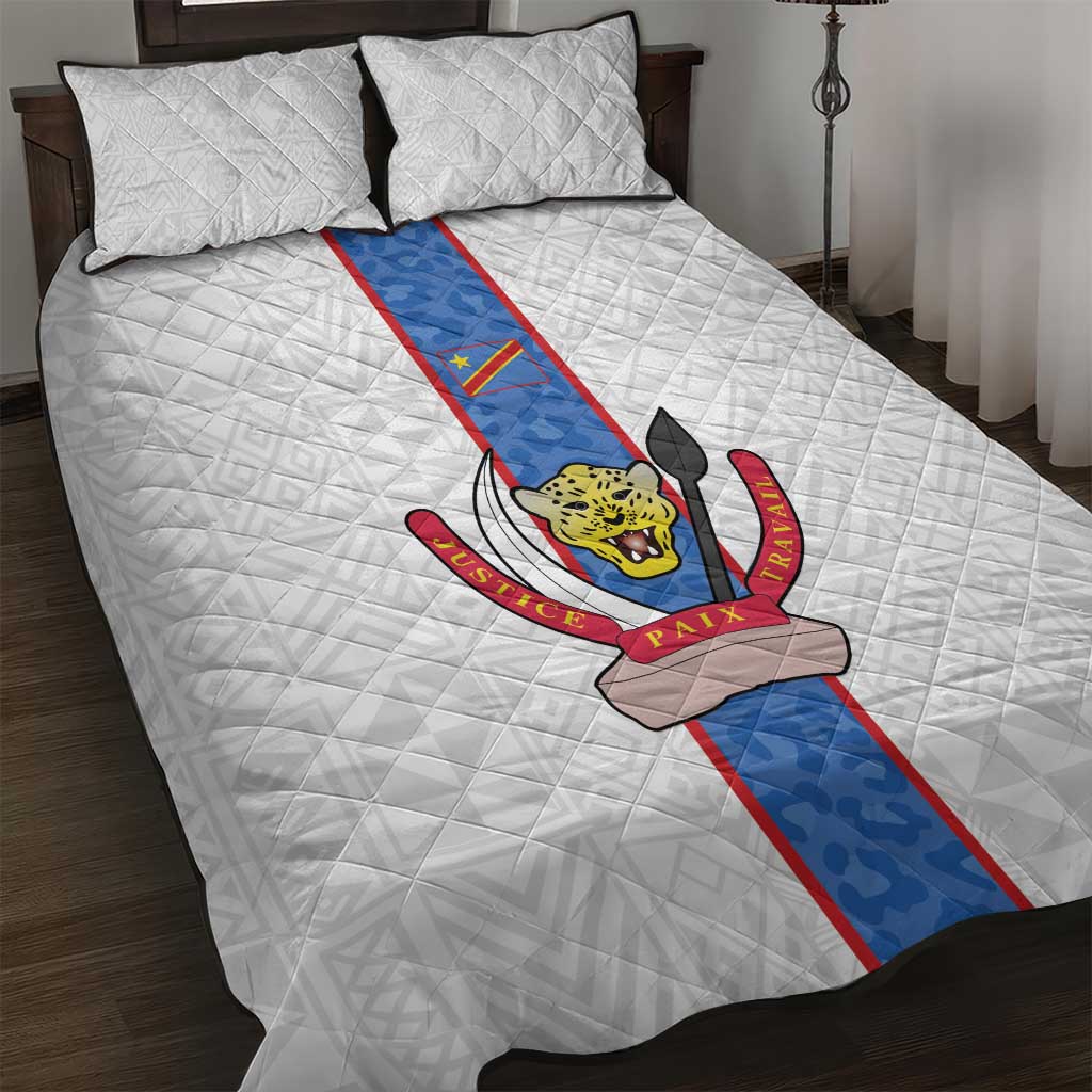 Afro DR Congo Football Quilt Bed Set Leopards Never Give Up - African Pride