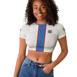 Afro DR Congo Football Custom Raglan Cropped T shirt Leopards Never Give Up - African Pride