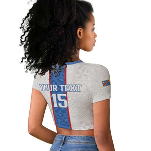 Afro DR Congo Football Custom Raglan Cropped T shirt Leopards Never Give Up - African Pride