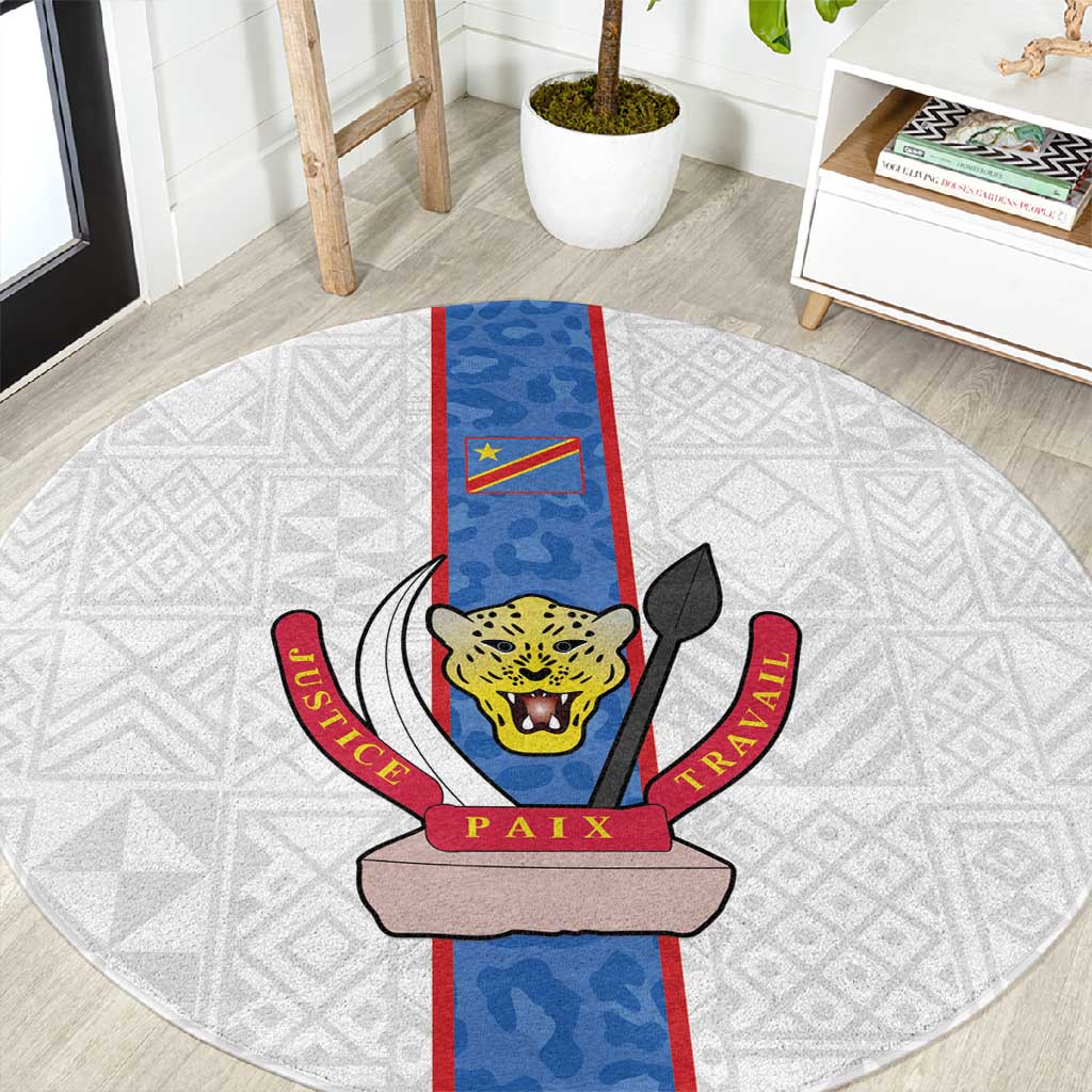 Afro DR Congo Football Round Carpet Leopards Never Give Up - African Pride