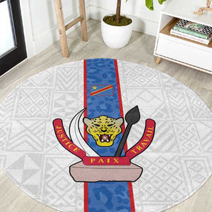 Afro DR Congo Football Round Carpet Leopards Never Give Up - African Pride