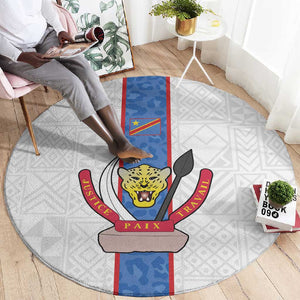 Afro DR Congo Football Round Carpet Leopards Never Give Up - African Pride