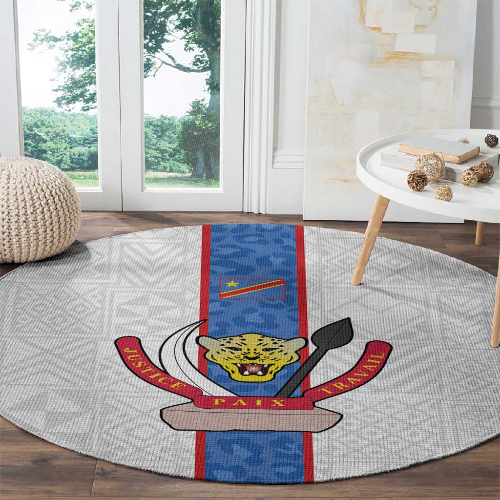 Afro DR Congo Football Round Carpet Leopards Never Give Up - African Pride