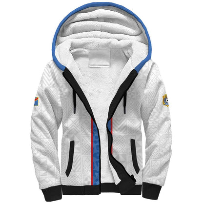 Afro DR Congo Football Custom Sherpa Hoodie Leopards Never Give Up - African Pride